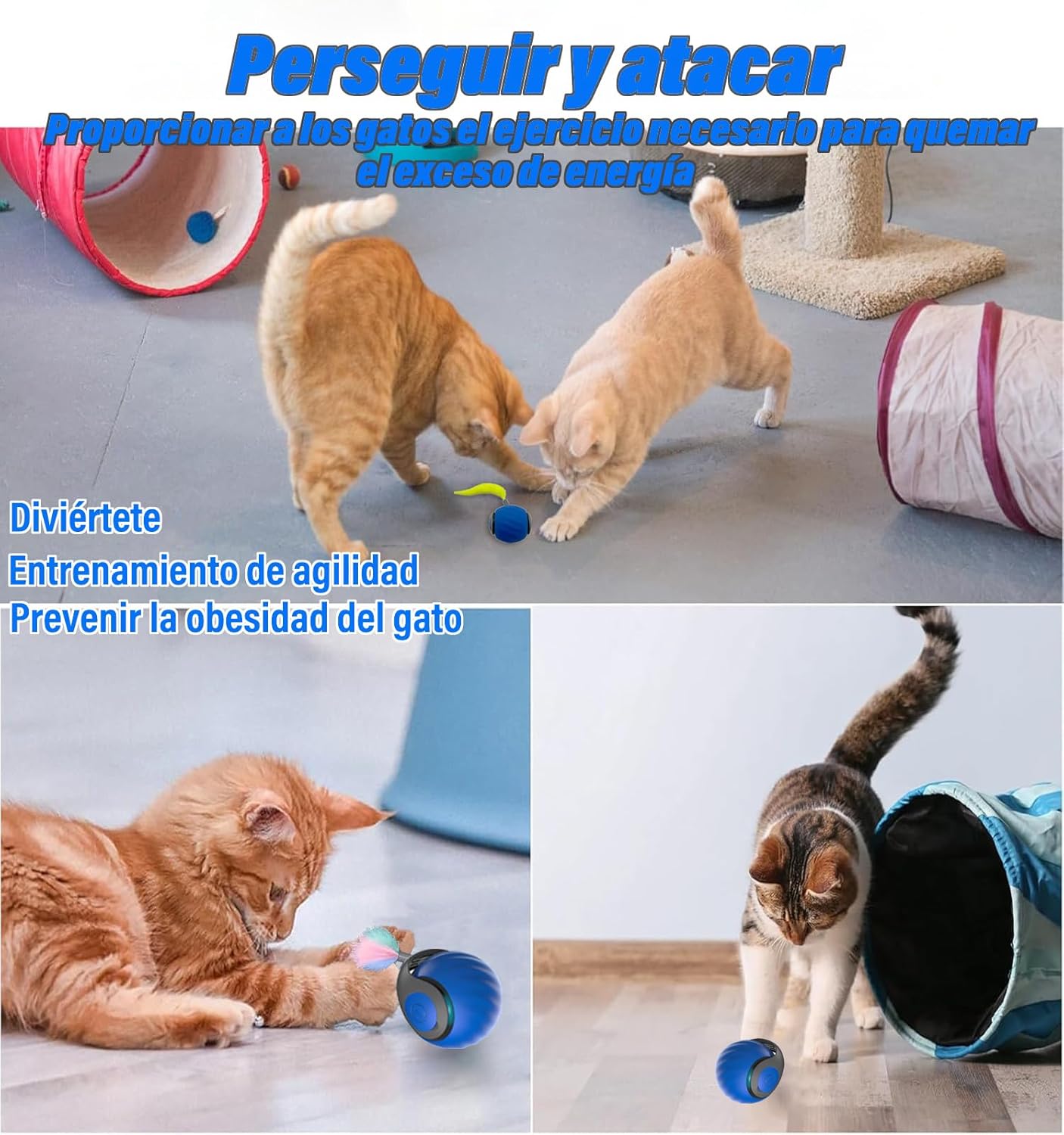Set de 2 Pelotas Interactivas para Gatos – ¡Diversión sin fin! 🐱✨