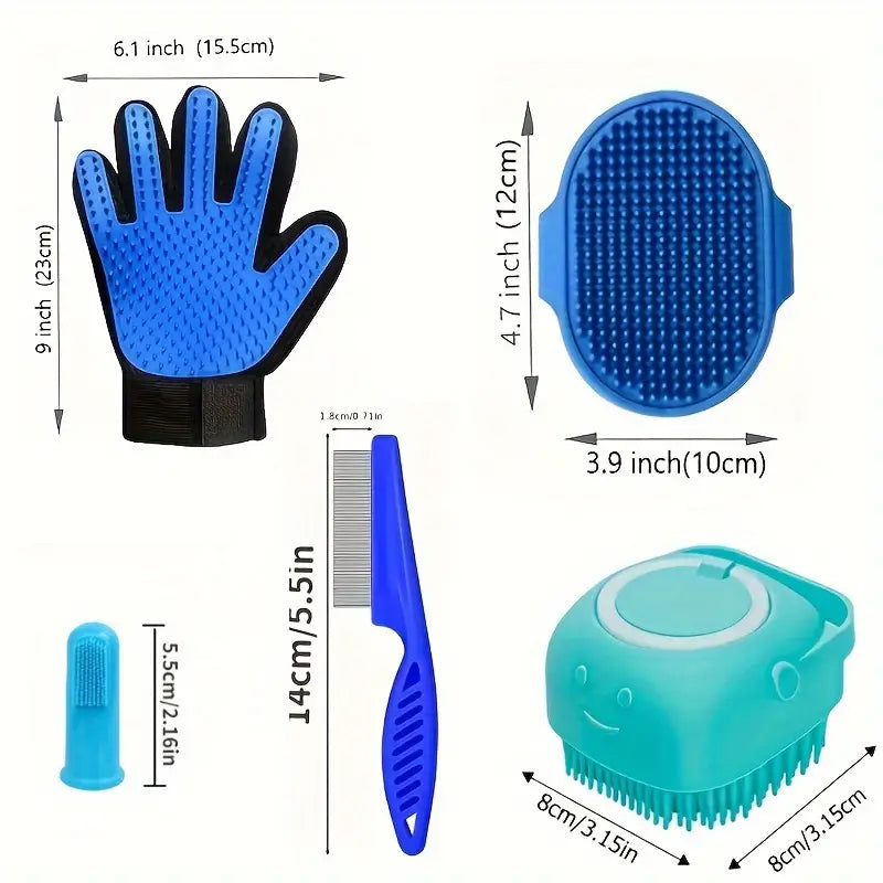 Kit de Cuidado y Aseo Completo para Mascotas - Disponible en Rosa y Azul