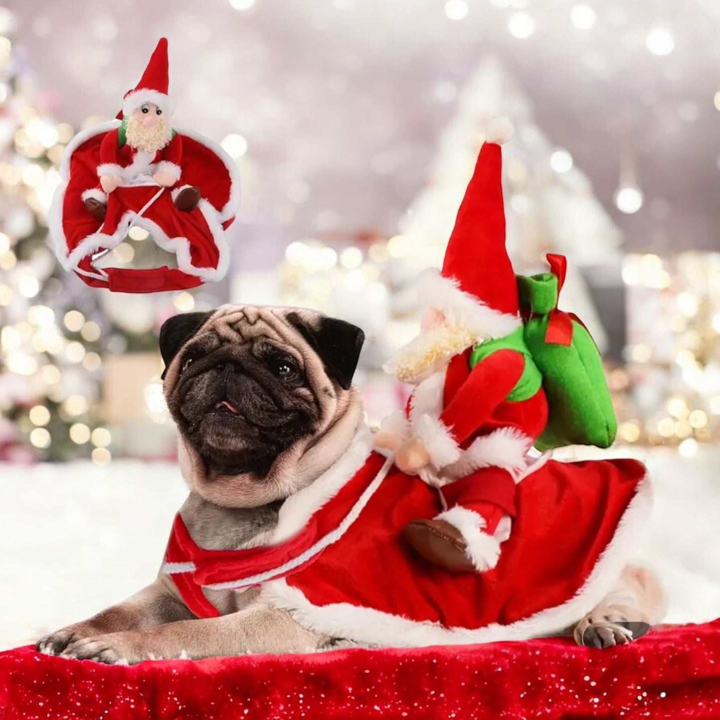 Traje navideño para mascotas con Santa Claus a bordo