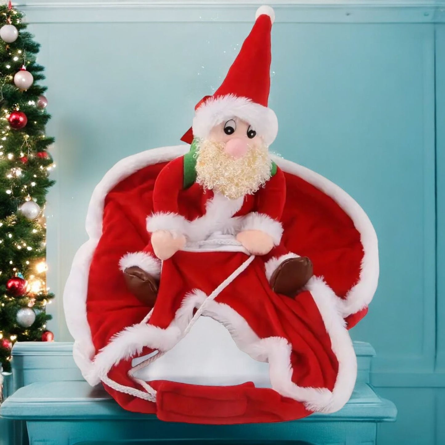 Traje navideño para mascotas con Santa Claus a bordo