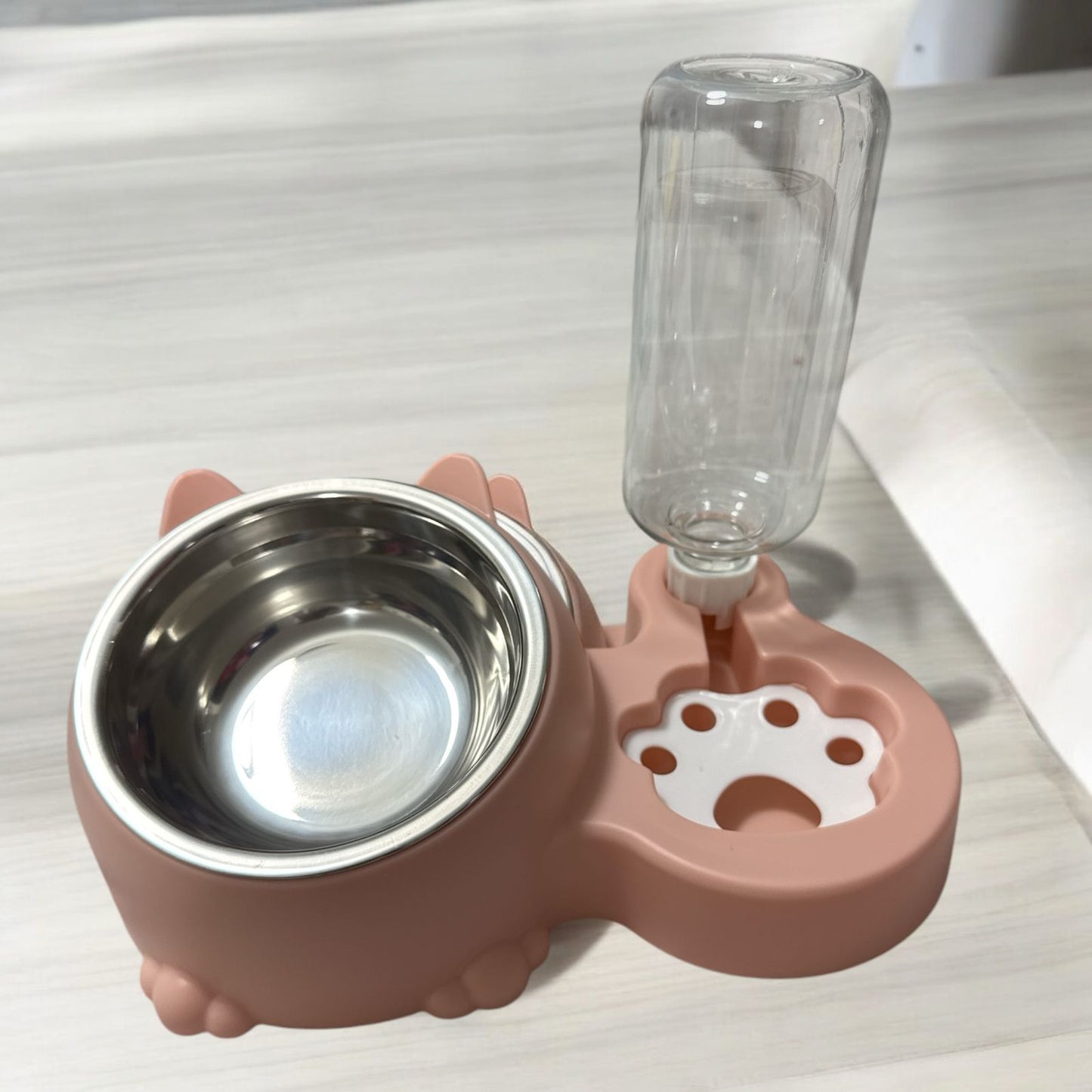 Set de comedero y bebedero para mascotas - Diseño con orejitas