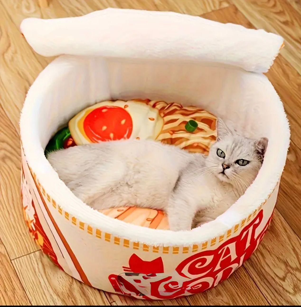 Cama "Cat Noodles" 🍜 – ¡El ramen más cómodo del menú michi!