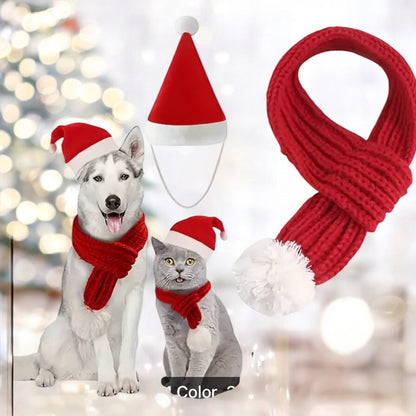 Set Navideño: Gorrito y Bufanda Tejida para Mascotas