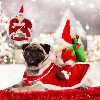 Traje navideño para mascotas con Santa Claus a bordo