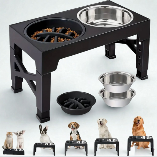 Platos Elevados Ajustables para Perros – 5 Alturas en 1 Solo Producto