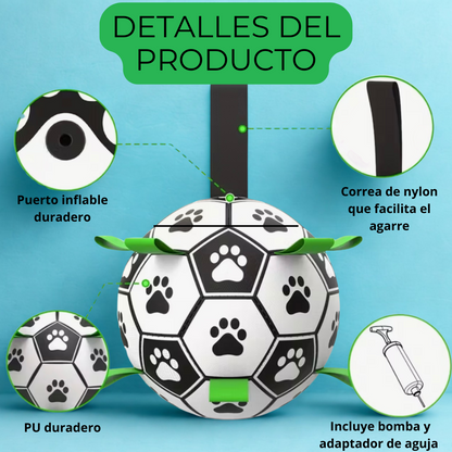 Pelota de Fútbol con Agarraderas para Perros | Juguete Resistente Woofy Ball 20 cm